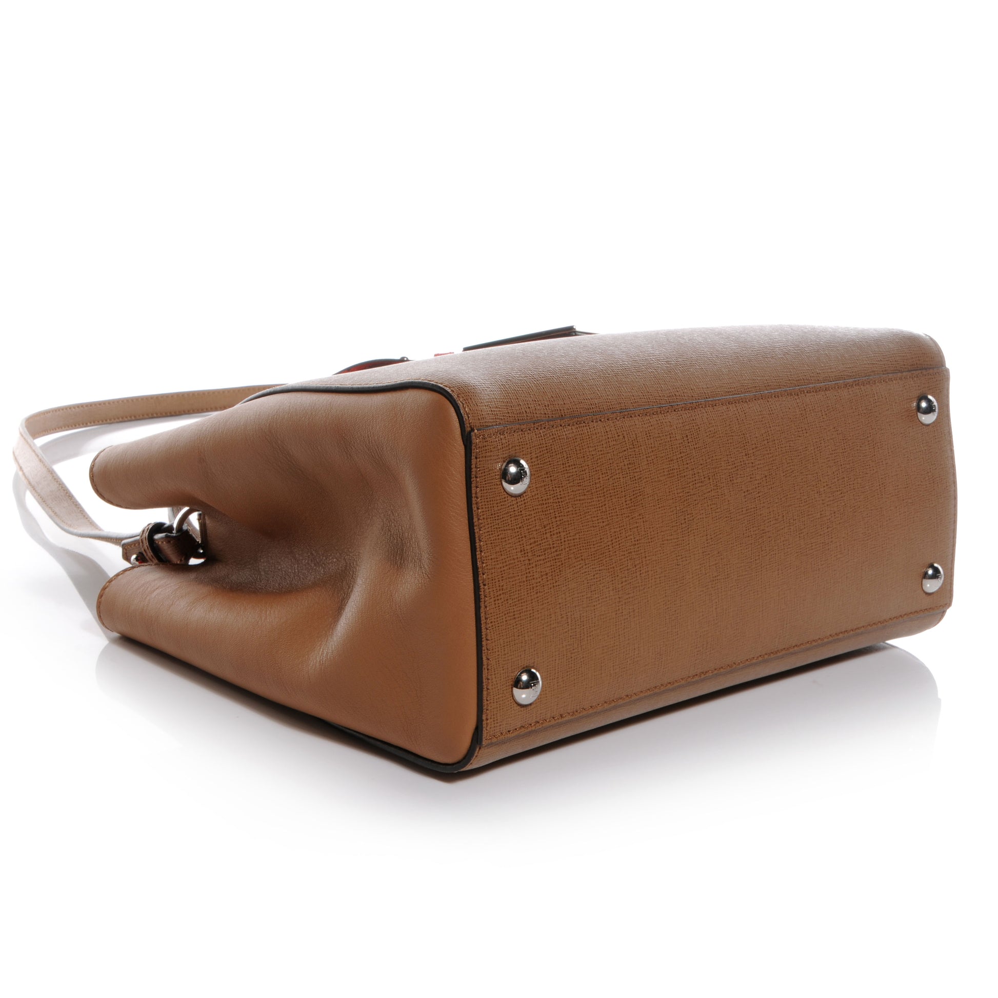 Fendi Vitello Elite Petite 2Jours Tote Orzo Papavero 4 of 10