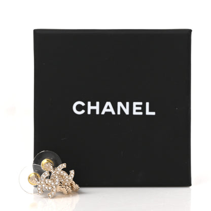 Chanel Metal Crystal Twist CC Hoop Earrings Gold 5 of 5