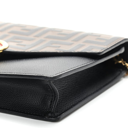 Fendi Vitello Cruise F is Fendi Bi-Color FF 1974 Embossed Medium Envelope Wallet On Chain Black Maya 14 of 14