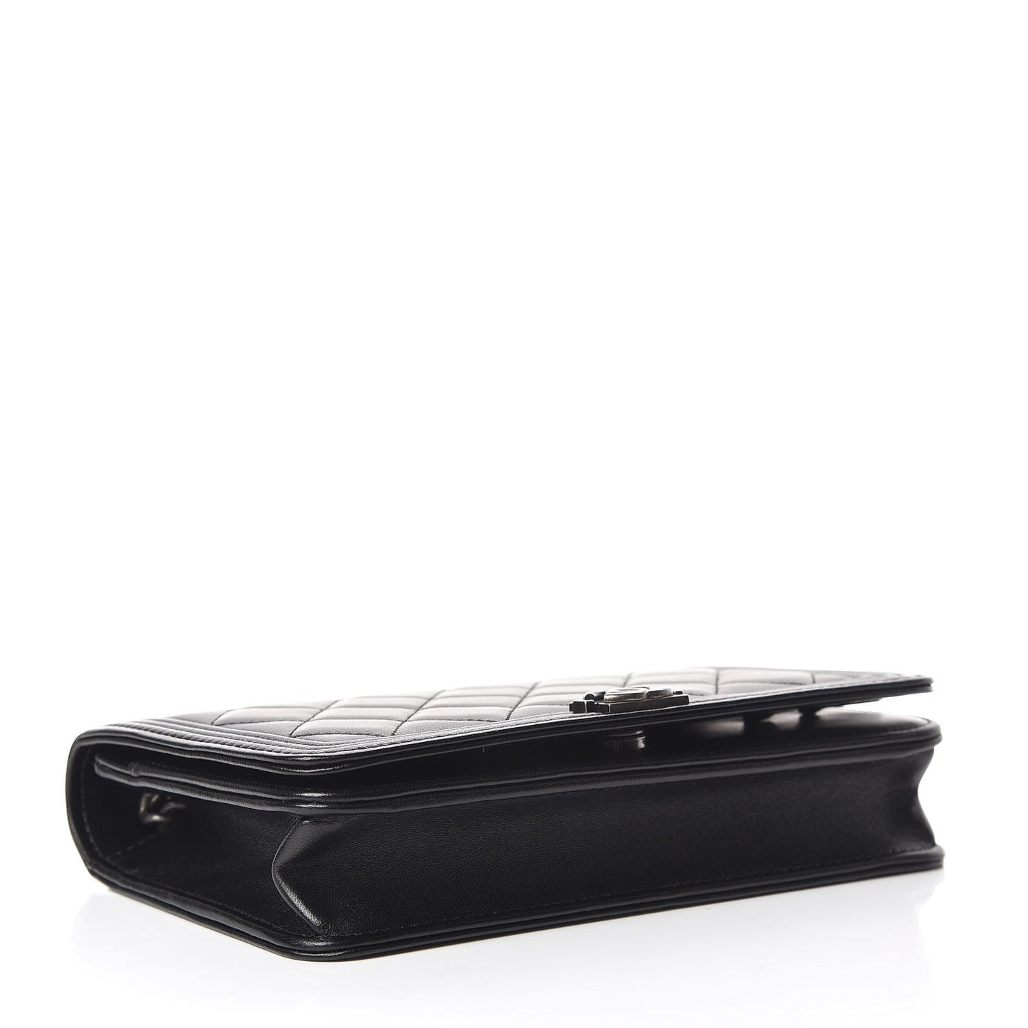 Lambskin Quilted Boy Wallet On Chain WOC Black