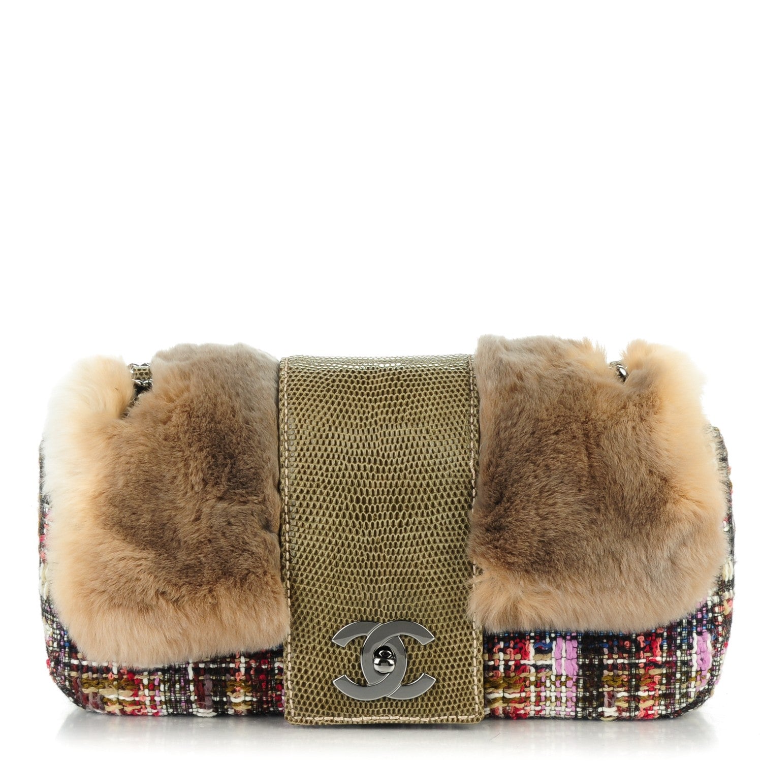 Chanel Rabbit Fur Tweed Lizard Small Fantasy Flap Multicolor 1 of 7