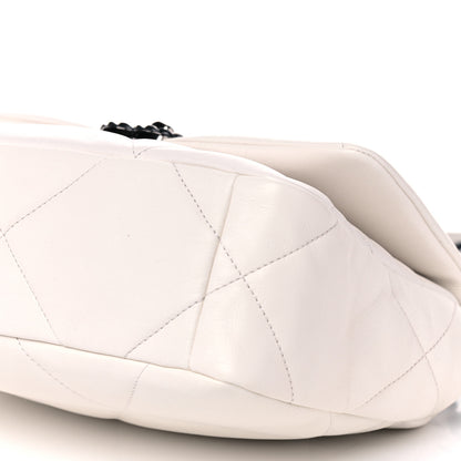 Chanel Glossy Calfskin Quilted Medium Chanel 19 Flap White Black 9 of 10