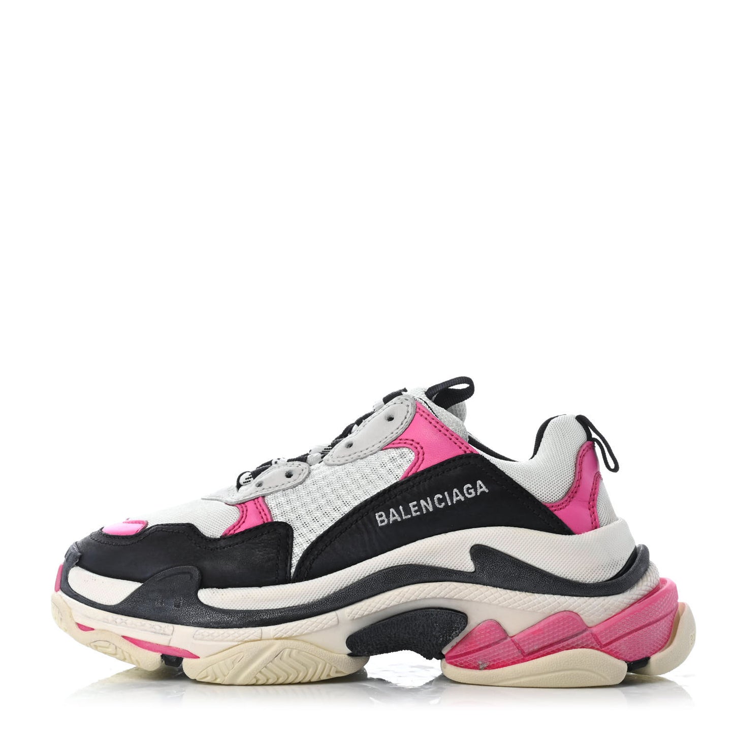 Fabric Mesh Womens Triple S Sneakers 37 Rose Fluo Black White