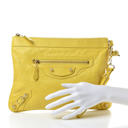 Balenciaga Agneau Giant 12 Gold Hardware Flat Handle Clutch Curry 2 of 7