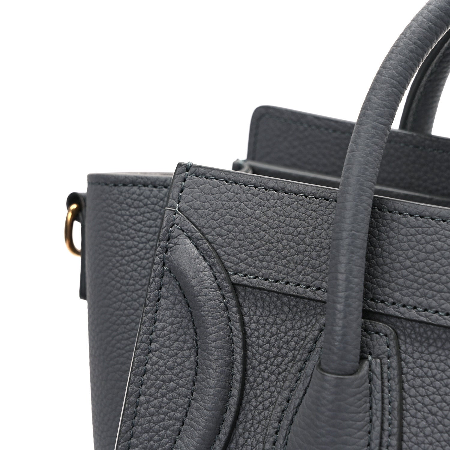 Celine Drummed Calfskin Nano Luggage Kohl 13 of 13