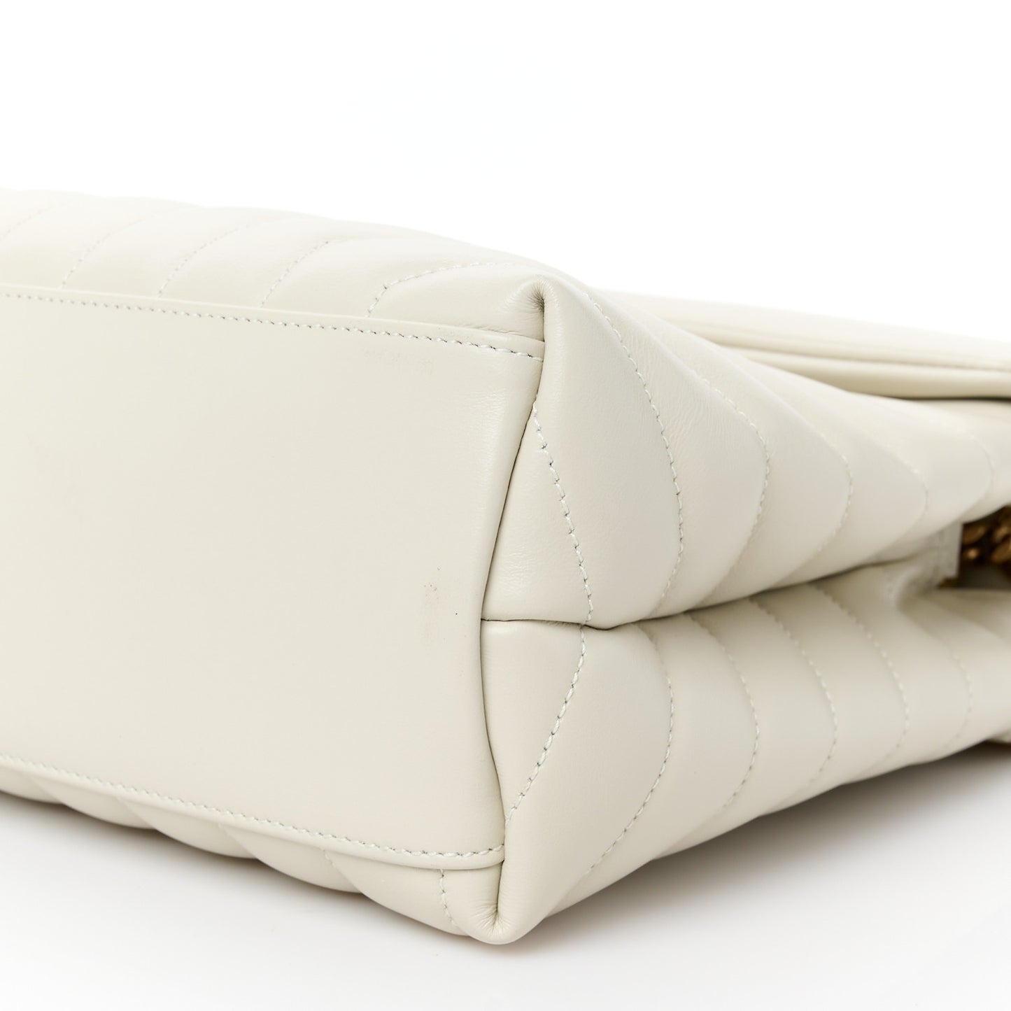 Calfskin Y Quilted Monogram Medium Loulou Chain Satchel Crema Soft