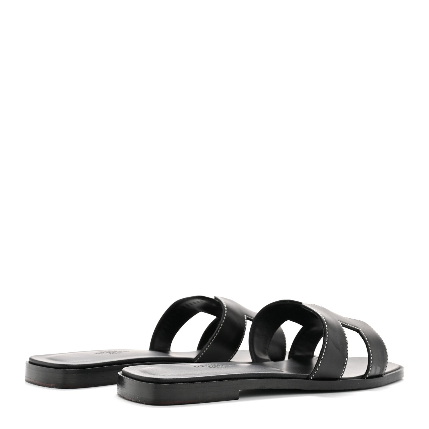 Hermes Box Calfskin Oran Sandals 37.5 Black 9 of 22
