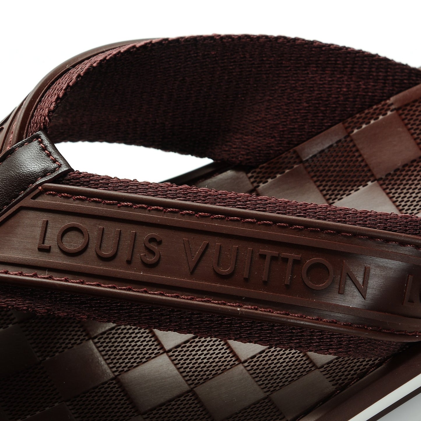 Mens Rubber Damier Keys Thong Sandals 6 Bordeaux