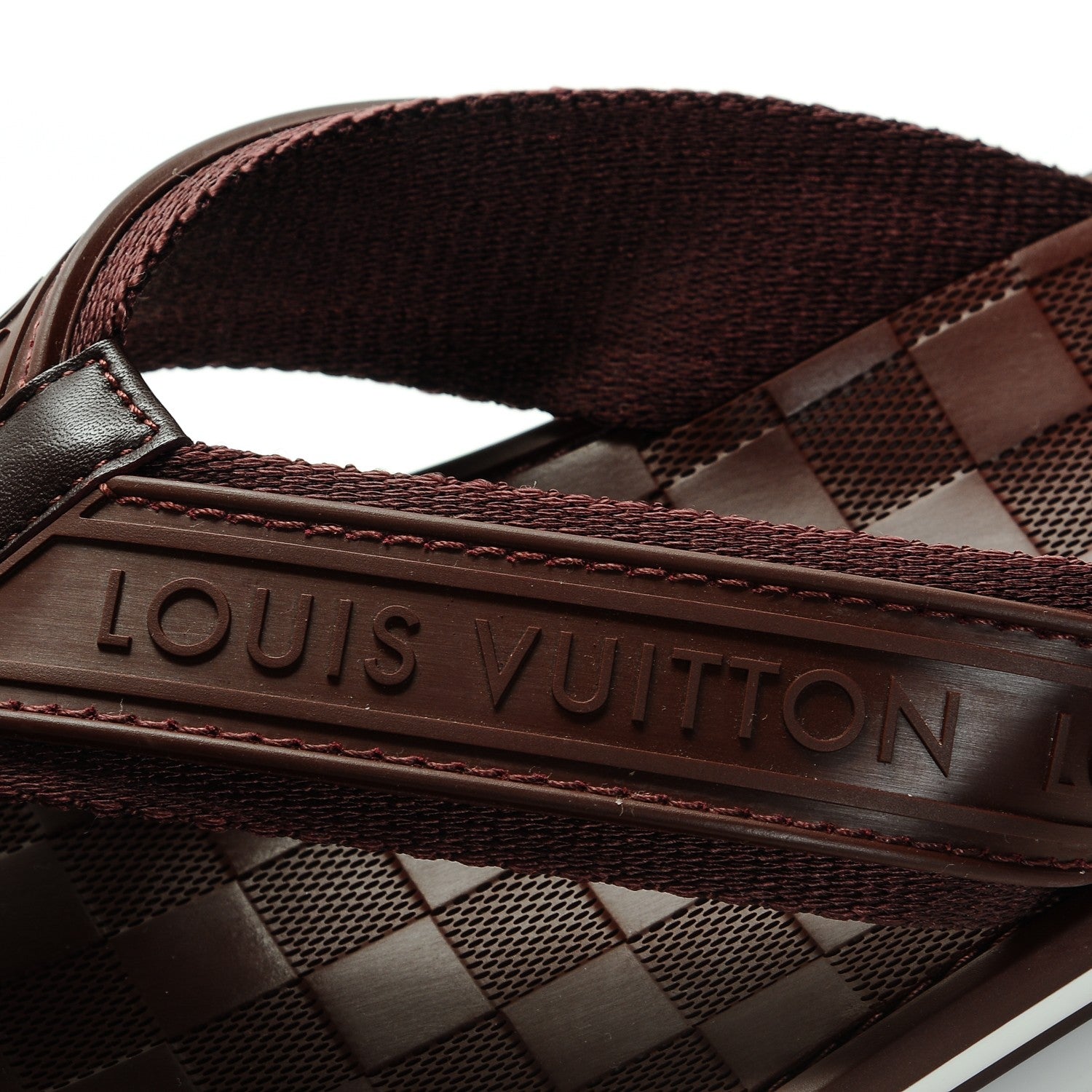 Louis Vuitton Mens Rubber Damier Keys Thong Sandals 6 Bordeaux 7 of 8