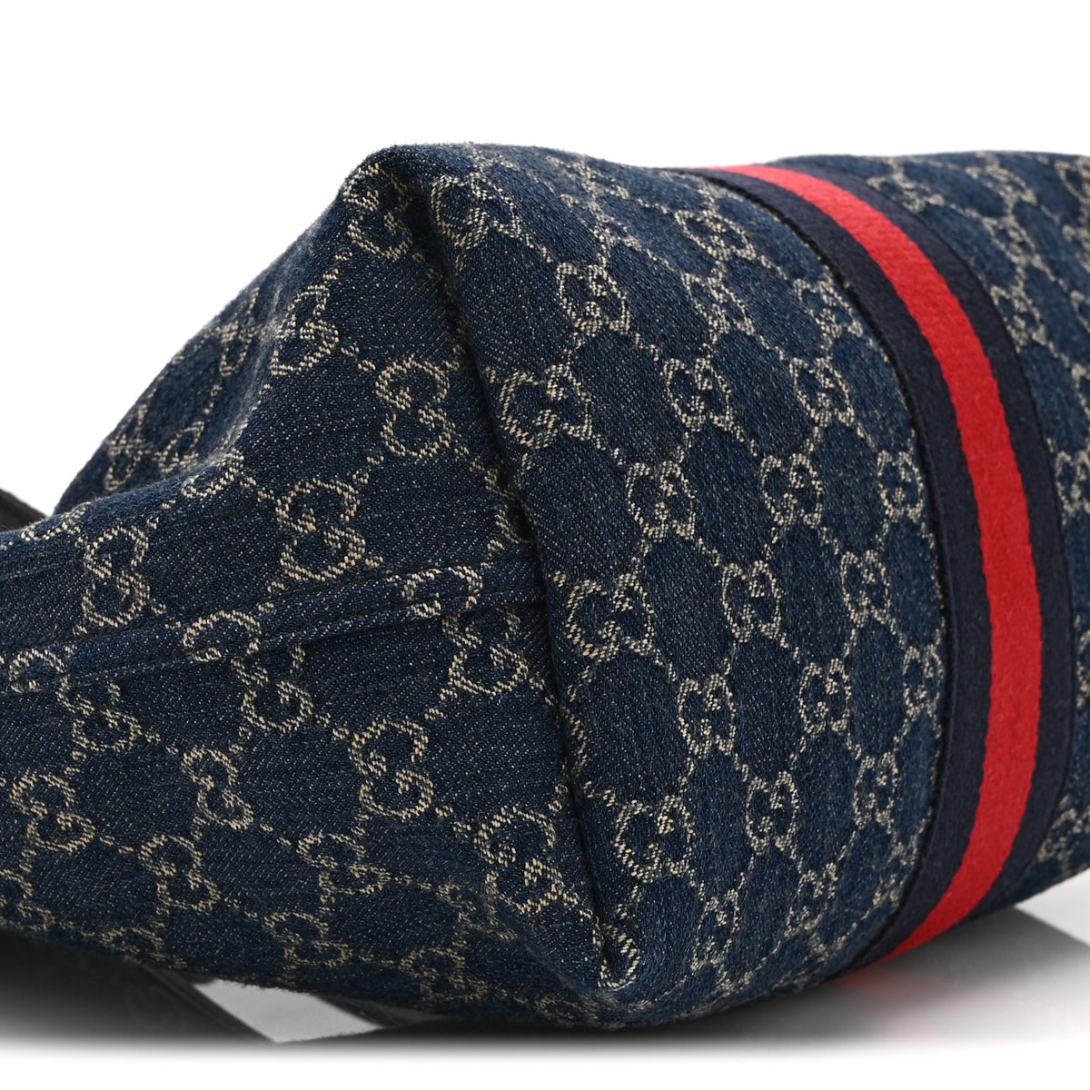 Gucci Denim GG Monogram Web Small Giglio Tote Blue White 10 of 11