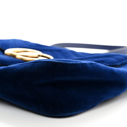Gucci Velvet Matelasse Medium GG Marmont Shoulder Bag Cobalt Blue 10 of 10