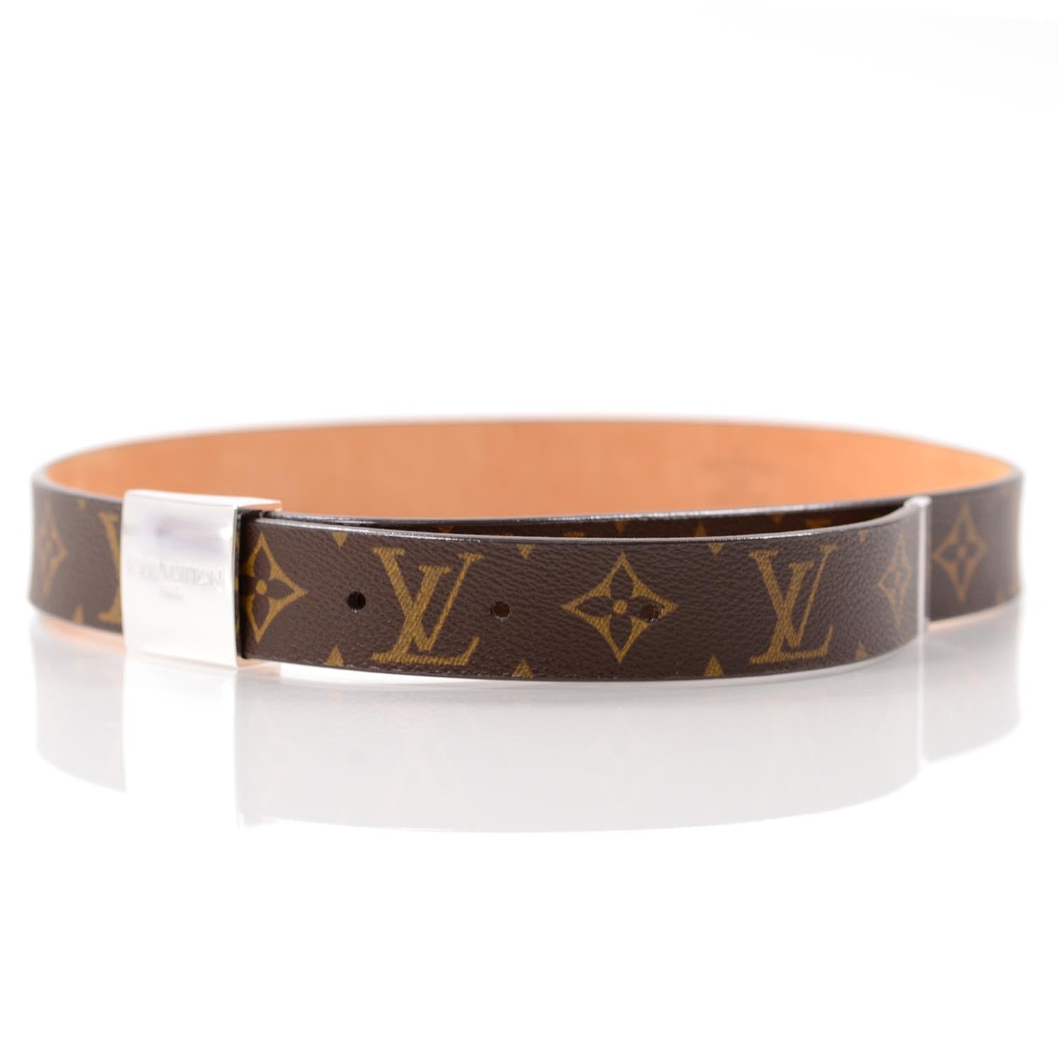 Louis Vuitton Monogram Ceinture Belt w Silver Buckle 80 32 3 of 9
