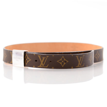 Louis Vuitton Monogram Ceinture Belt w Silver Buckle 80 32 3 of 9