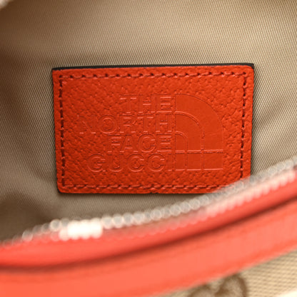 Gucci X THE NORTH FACE Monogram Textured Dollar Calfskin Embroidered Belt Bag Beige Ebony Mystic White Deep Orange 6 of 10