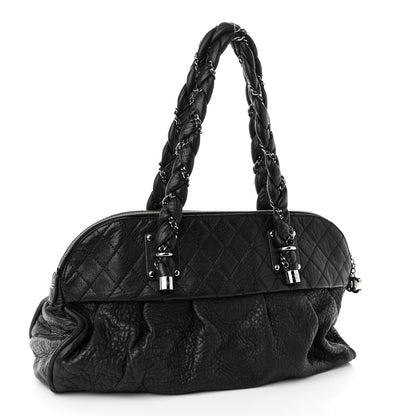 Chanel Distressed Lambskin Large Lady Braid Satchel Black 2 of 9