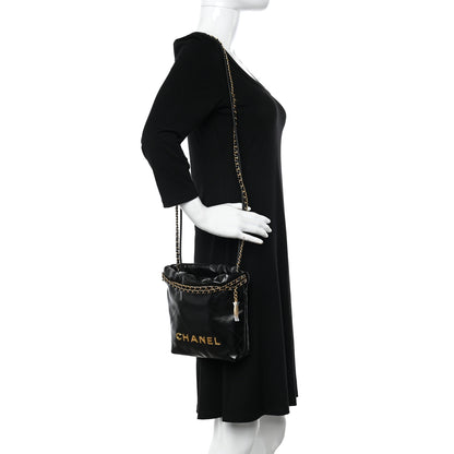 Chanel Shiny Calfskin Quilted Mini Chanel 22 Black 2 of 10