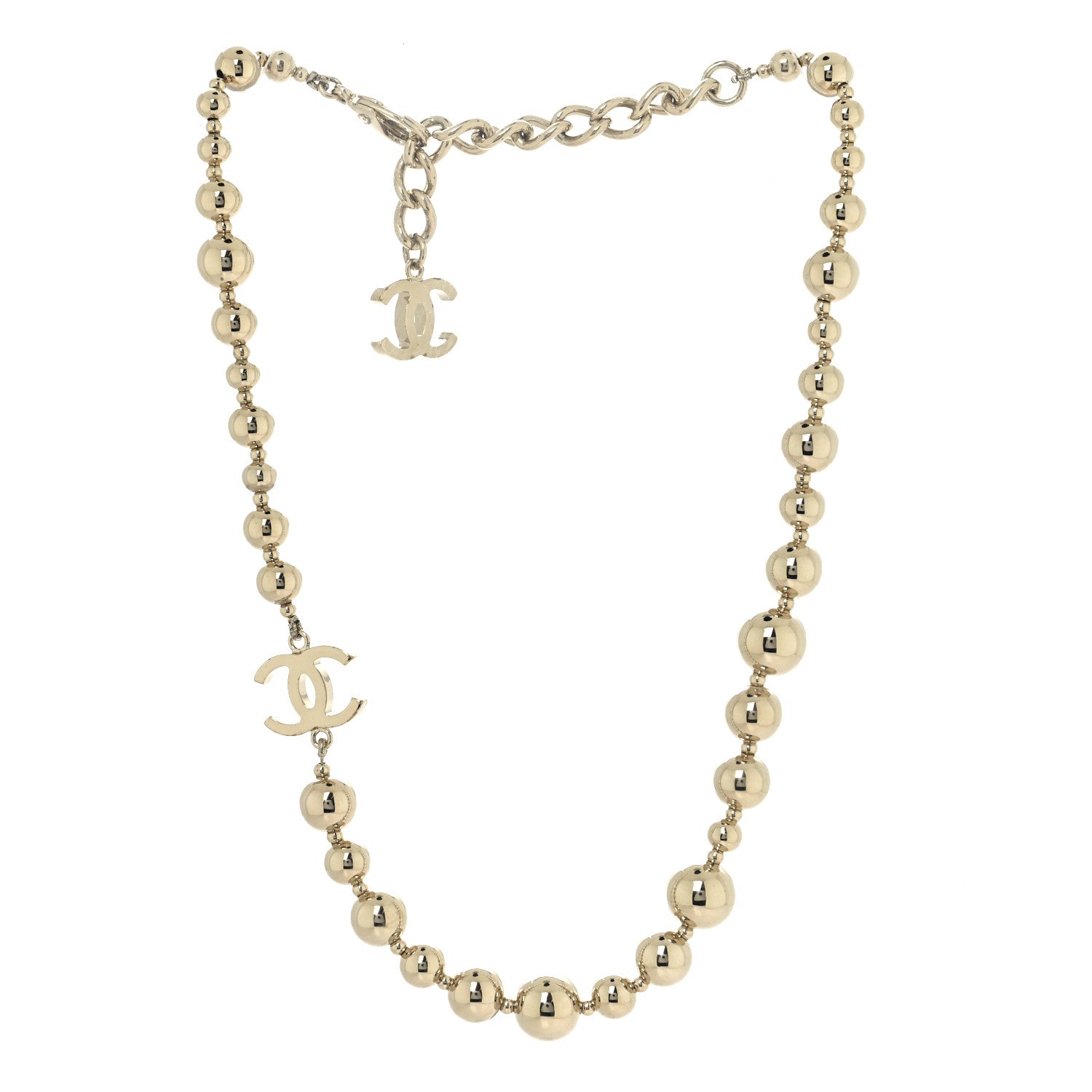 Chanel Metal Bead CC Necklace Gold 4 of 7