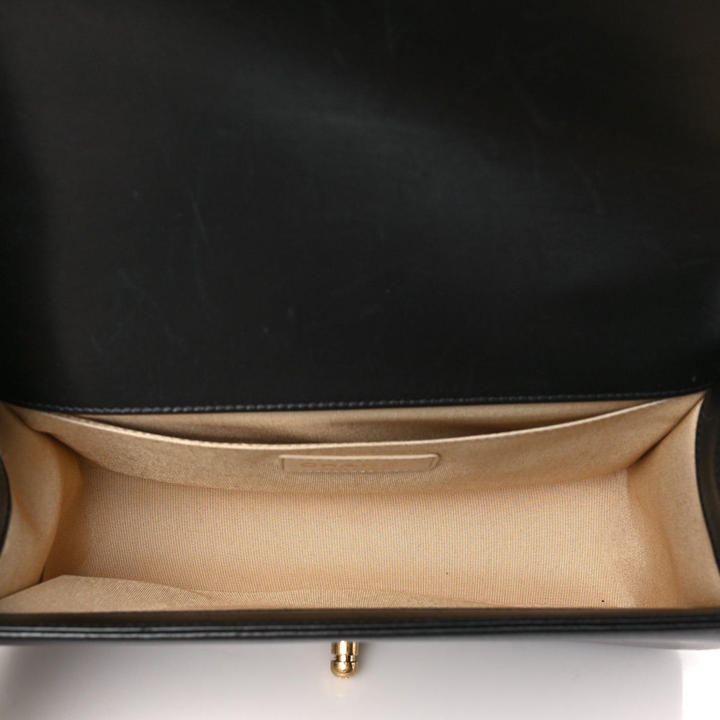 Lambskin Chevron Chain Stitched Medium Boy Flap Black
