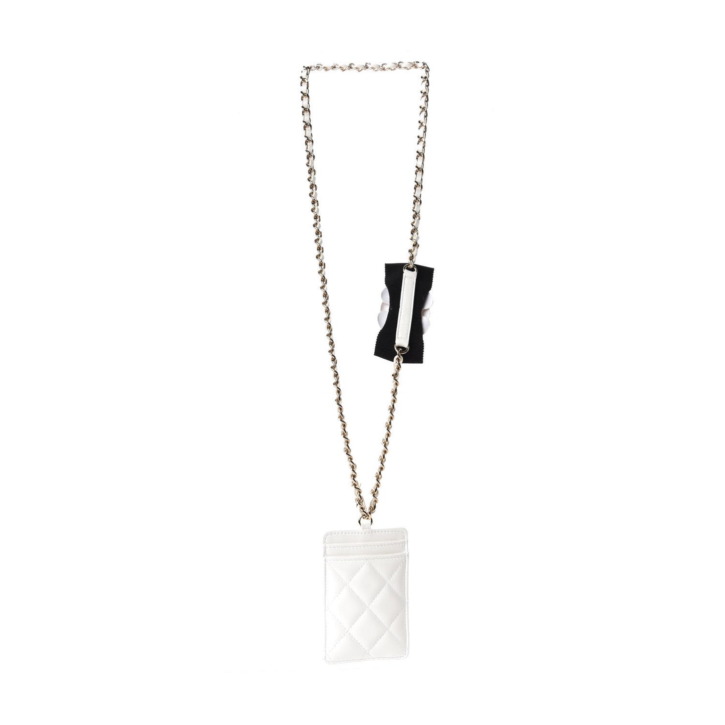 Lambskin Quilted My Chanel Lady Card Holder On Chain White