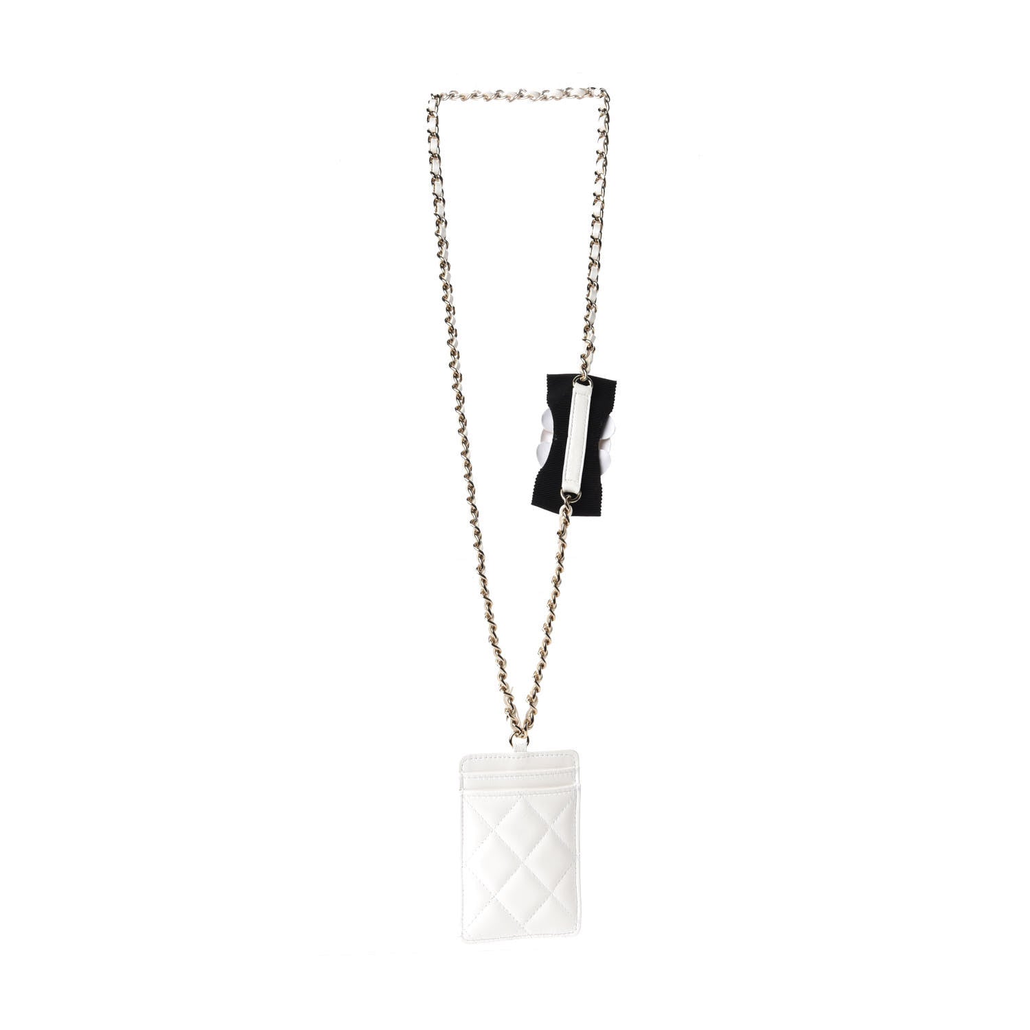 Chanel Lambskin Quilted My Chanel Lady Card Holder On Chain White 5 of 11