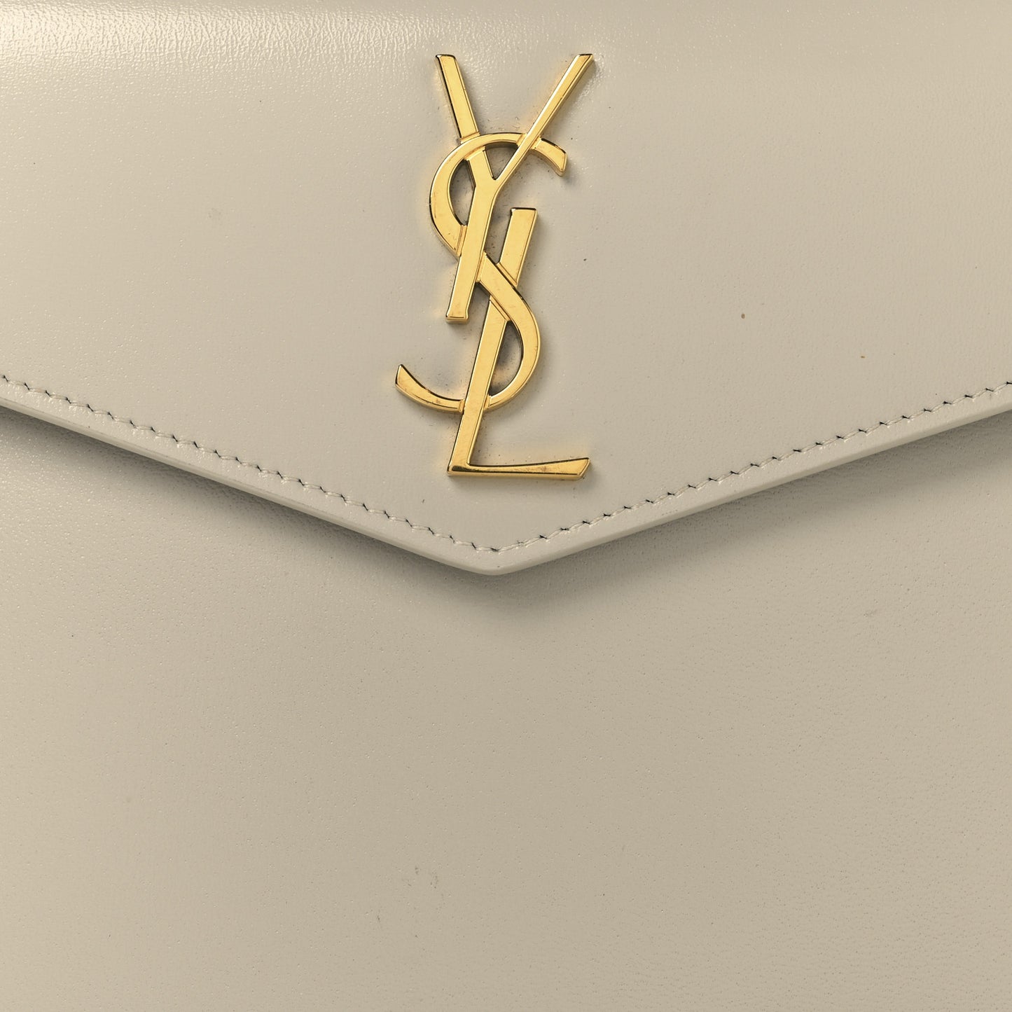 Smooth Shiny Calfskin Uptown Baby Pouch Crema Soft