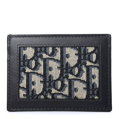 Christian Dior Calfskin Oblique Card Holder Blue 1 of 4