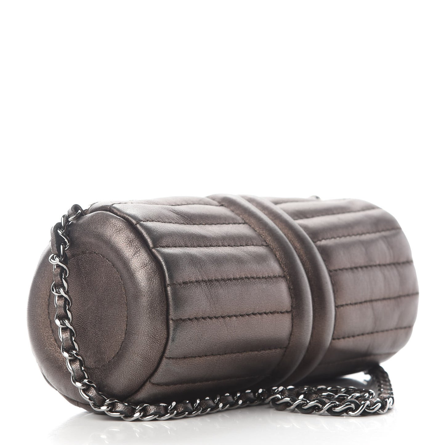 Metallic Lambskin Horizontal Quilt Pochette Bronze
