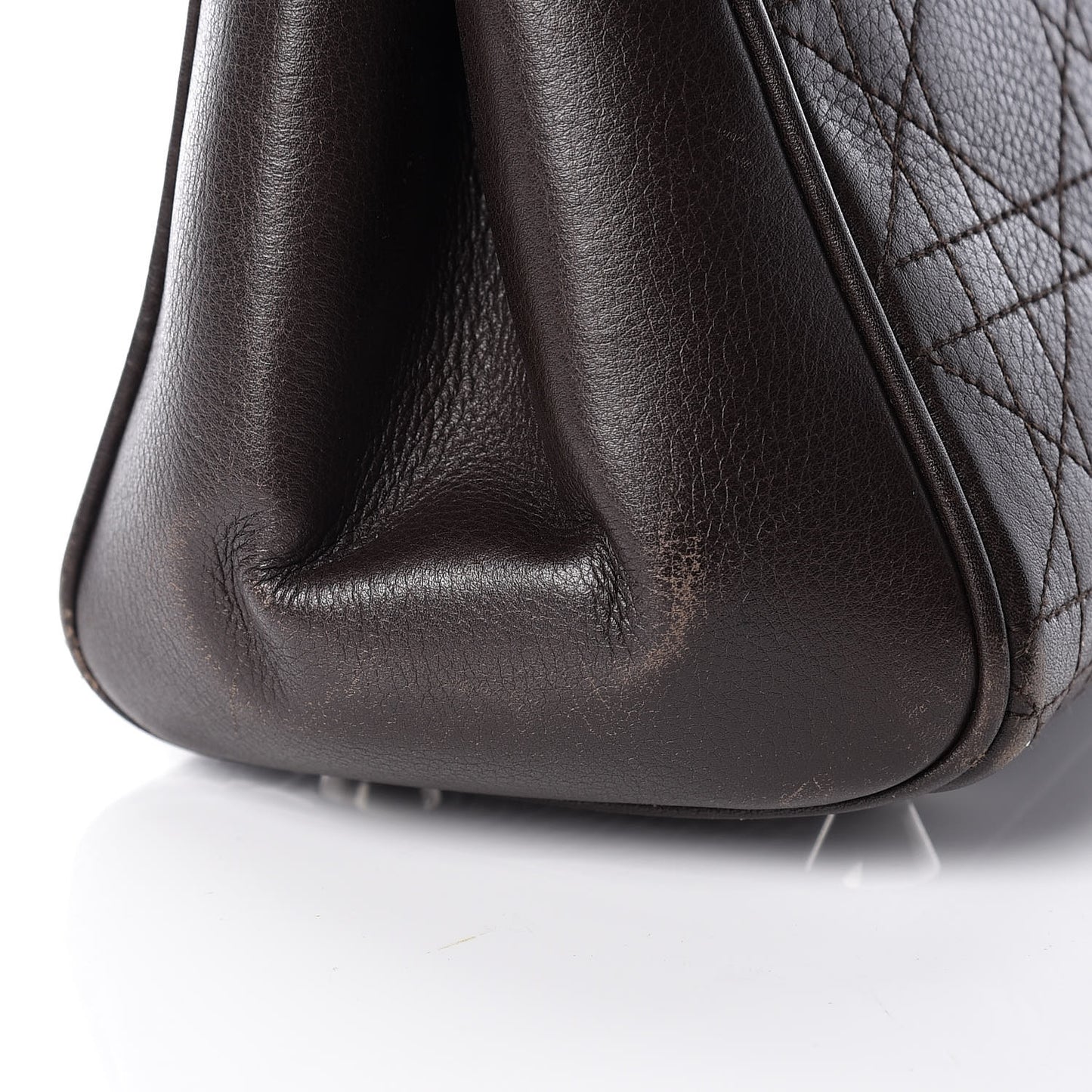 Calfskin Cannage Shoulder Bag Dark Brown