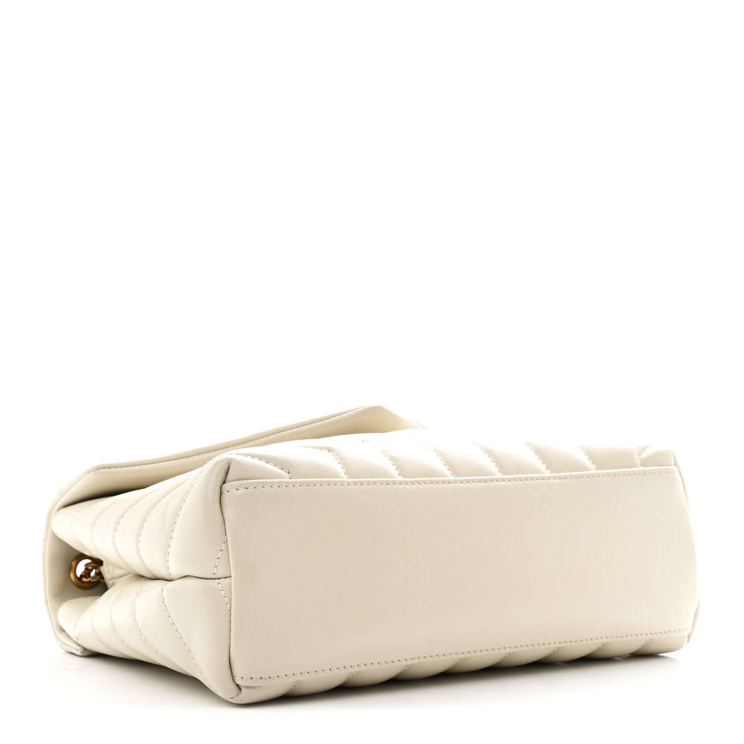 Saint Laurent Calfskin Y Quilted Monogram Small Loulou Chain Satchel Ivory 4 of 11