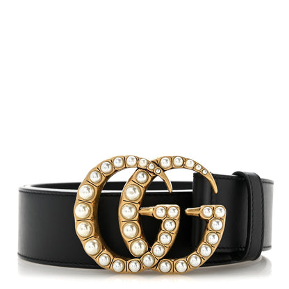 Gucci Moon Calfskin Pearl Double G 40mm Belt 85 34 Black Cream 1 of 7