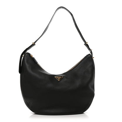 Prada Vitello Daino Medium Arque Shoulder Bag Black 1 of 8