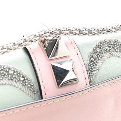 Valentino Garavani Vitello Crystal Embellished Medium Glam Lock Rockstud Flap Poudre 11 of 12