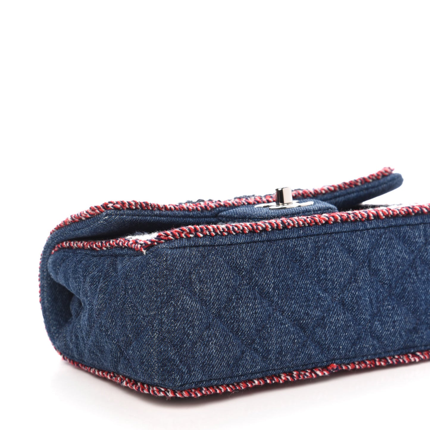 Denim Braided Mini Rectangular Flap Bag Blue