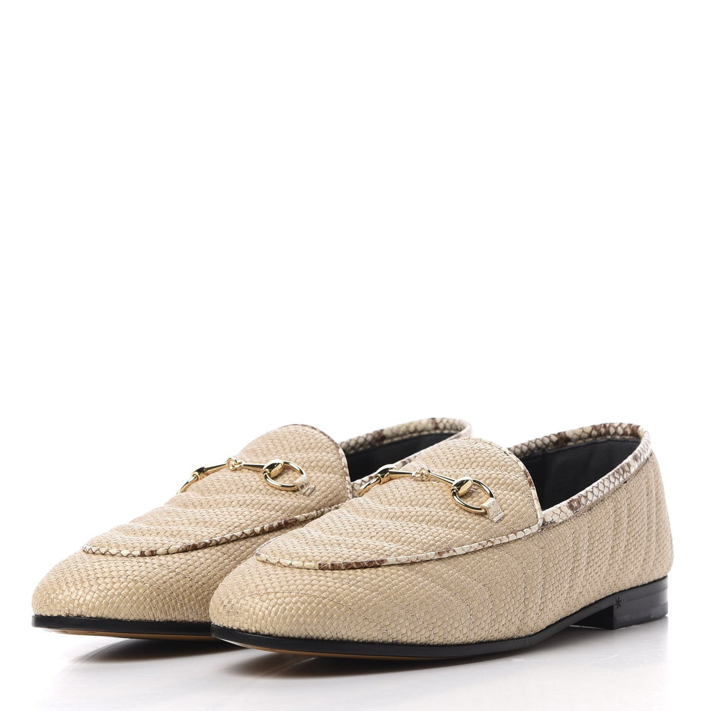 Raffia Elaphe Matelasse Horsebit Womens Jordaan Loafers 41 Natural Cream Brown
