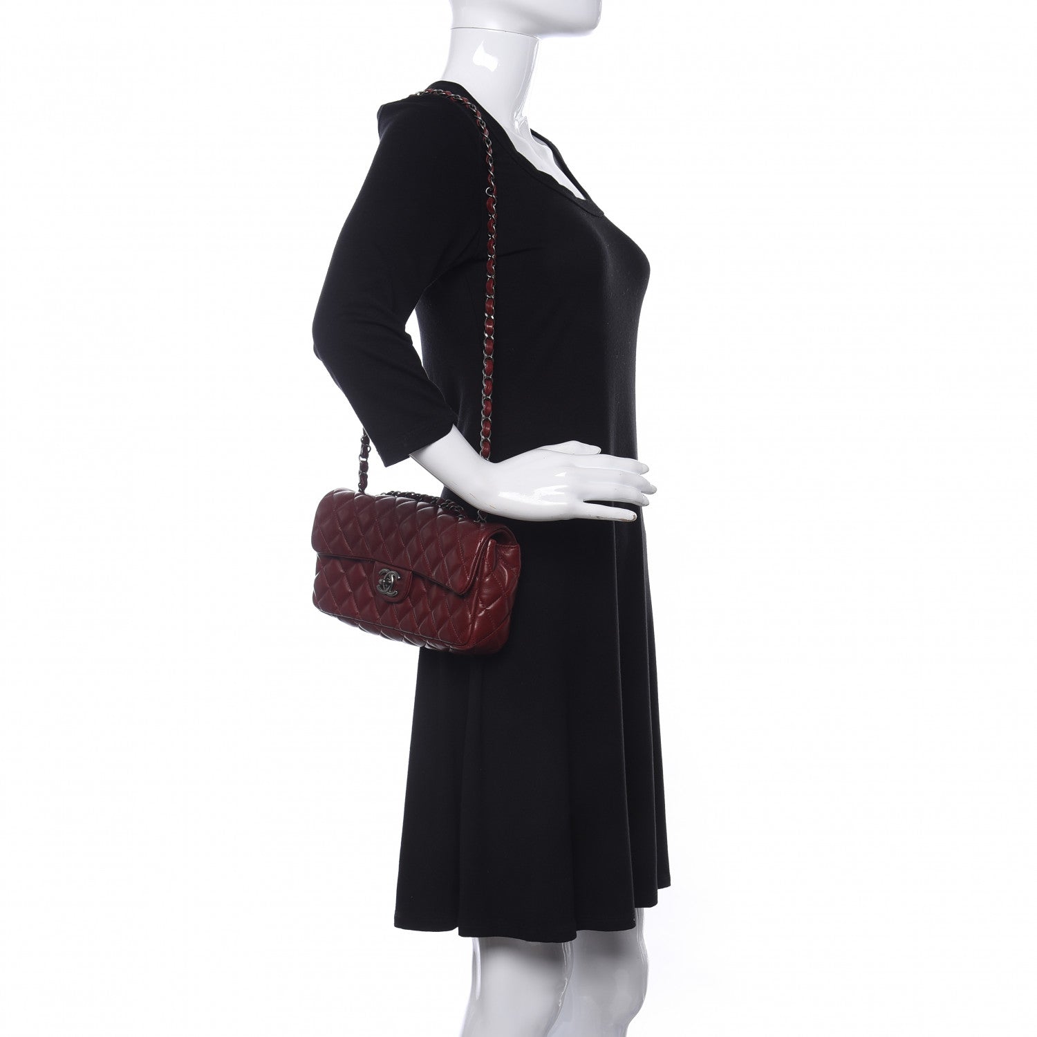 Chanel Lambskin Quilted East West Flap Dark Red 2 of 10