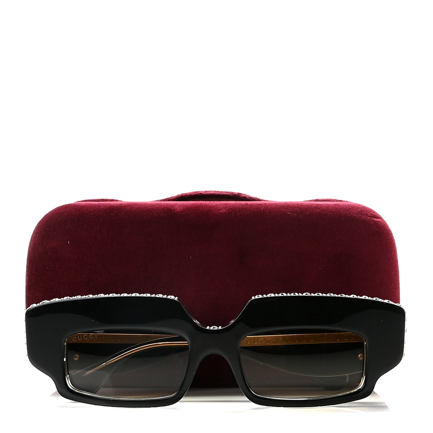 Acetate Crystal Embellished Sunglasses GG0782S Black Gold