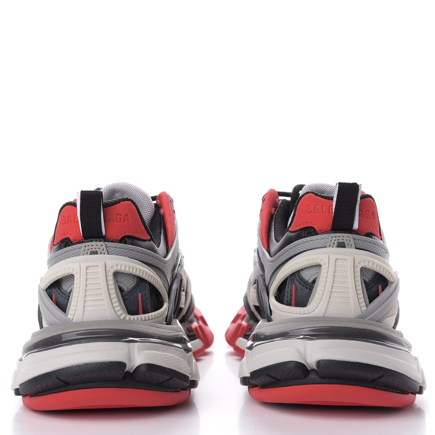 Rubber Mesh Bi-Color Womens Track.2 Open Sneakers 35 Black Grey Red