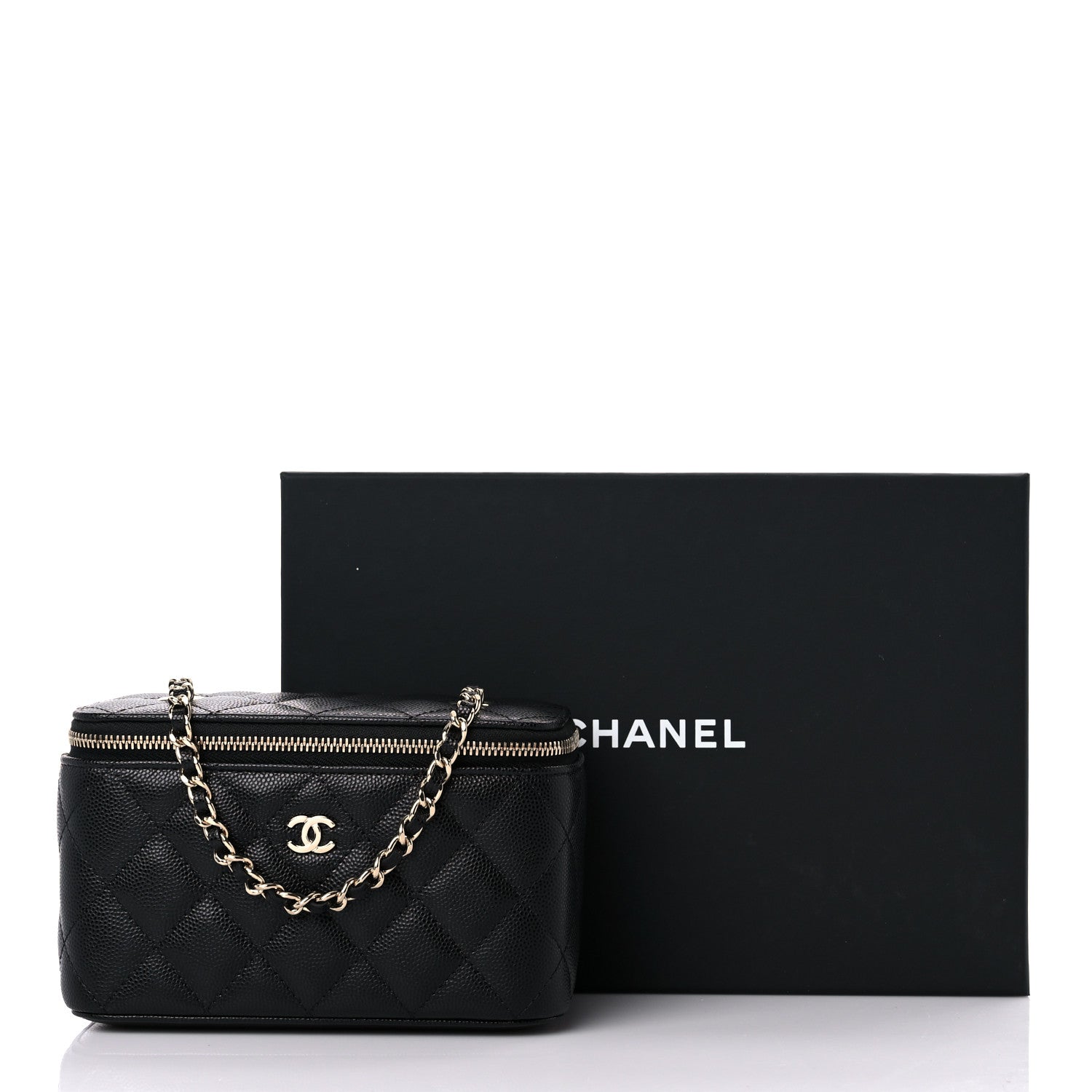 Chanel Caviar Quilted Small Vanity Case With Chain Black 11 of 11