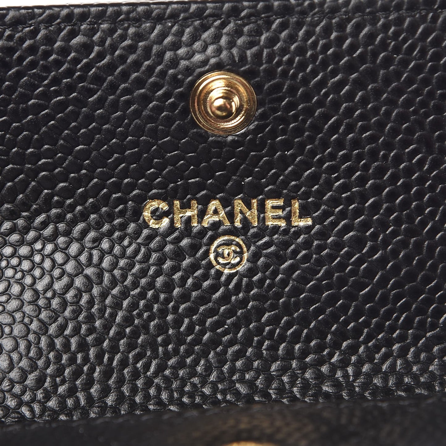 Caviar Quilted Flap Card Holder Black