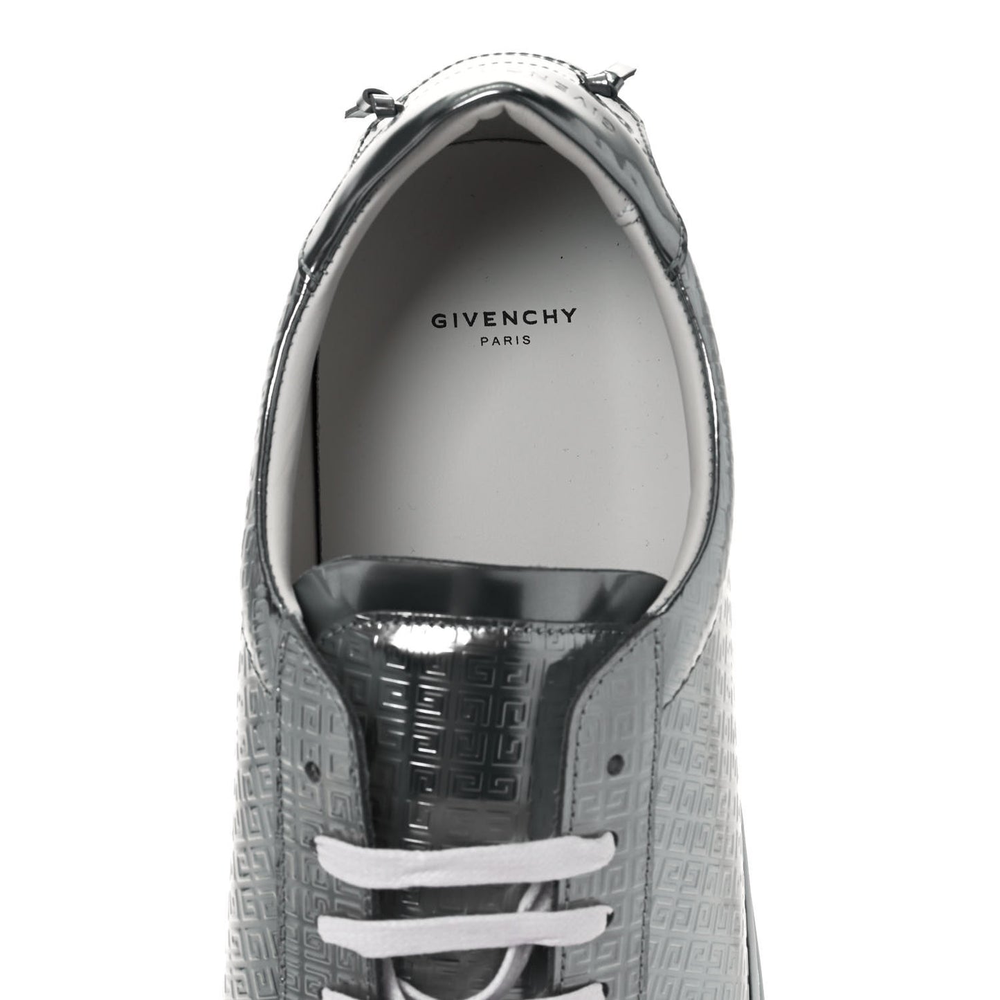 Calfskin Metallic Monogram Urban Street Sneakers 45 Silver