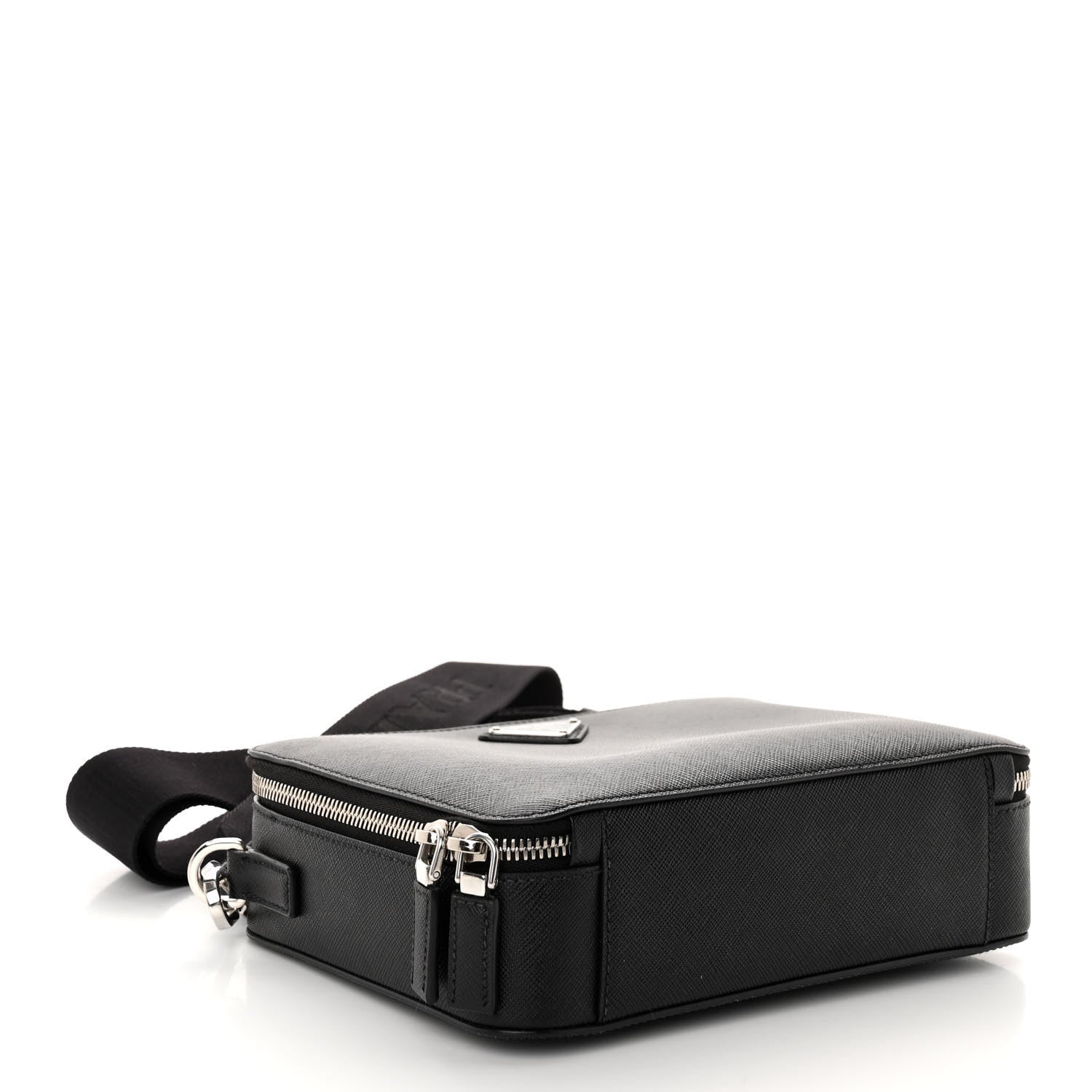 Prada Saffiano Travel Medium Brique Crossbody Bag Black 4 of 9