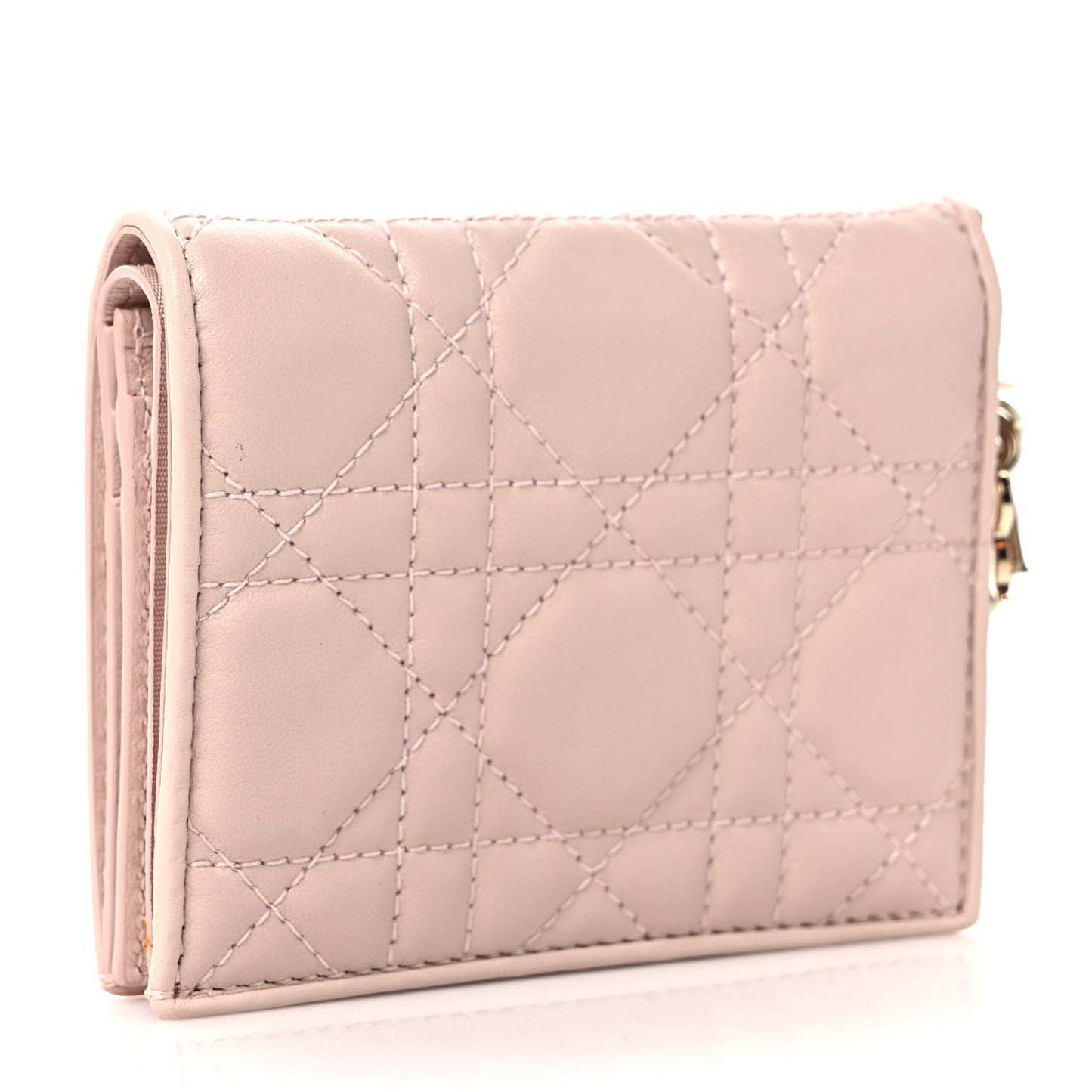Lambskin Cannage Mini Lady Dior Wallet Aesthetic Beige