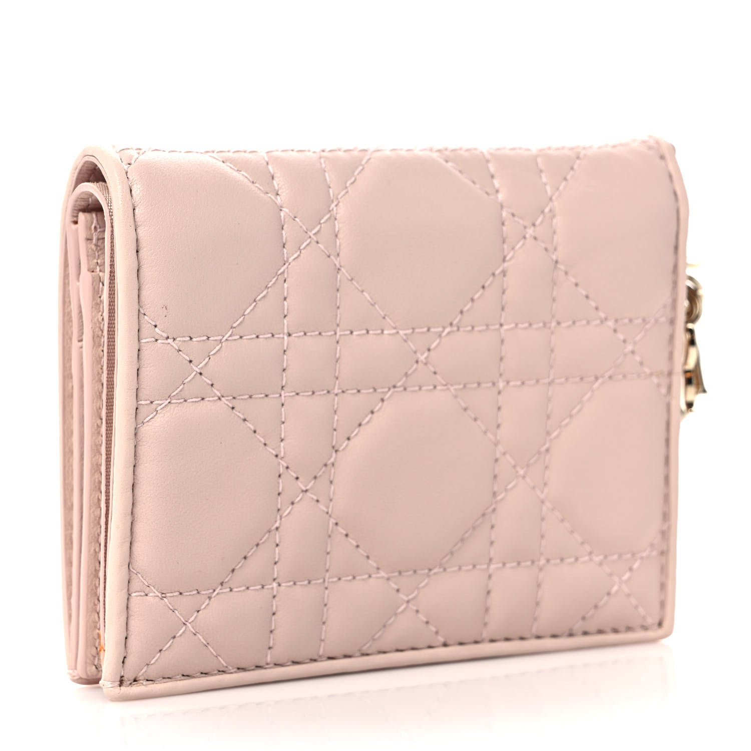 Christian Dior Lambskin Cannage Mini Lady Dior Wallet Aesthetic Beige 3 of 7