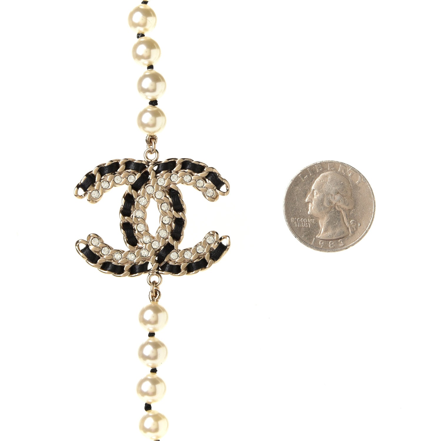 Chanel Pearl Lambskin CC Vintage Allure Necklace Gold 4 of 4