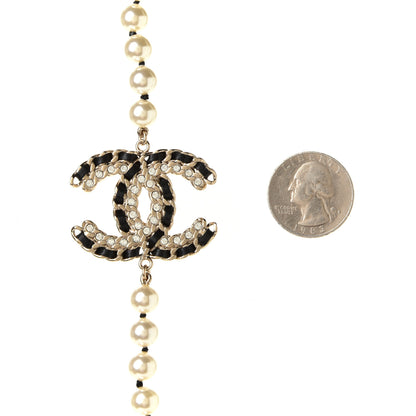 Chanel Pearl Lambskin CC Vintage Allure Necklace Gold 4 of 4