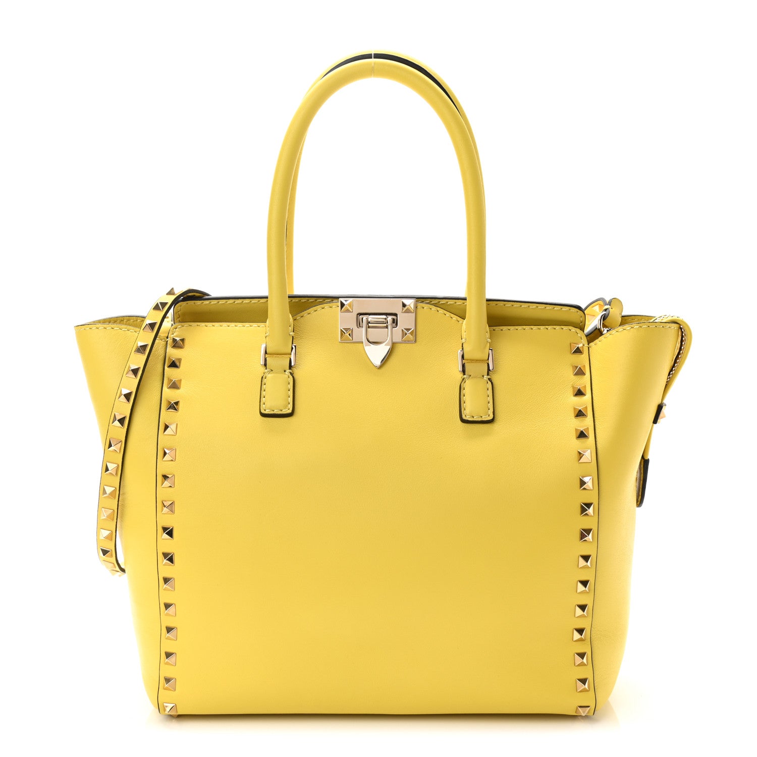 Valentino Garavani Vitello Rockstud Double Handle Tote Naples Yellow 1 of 9