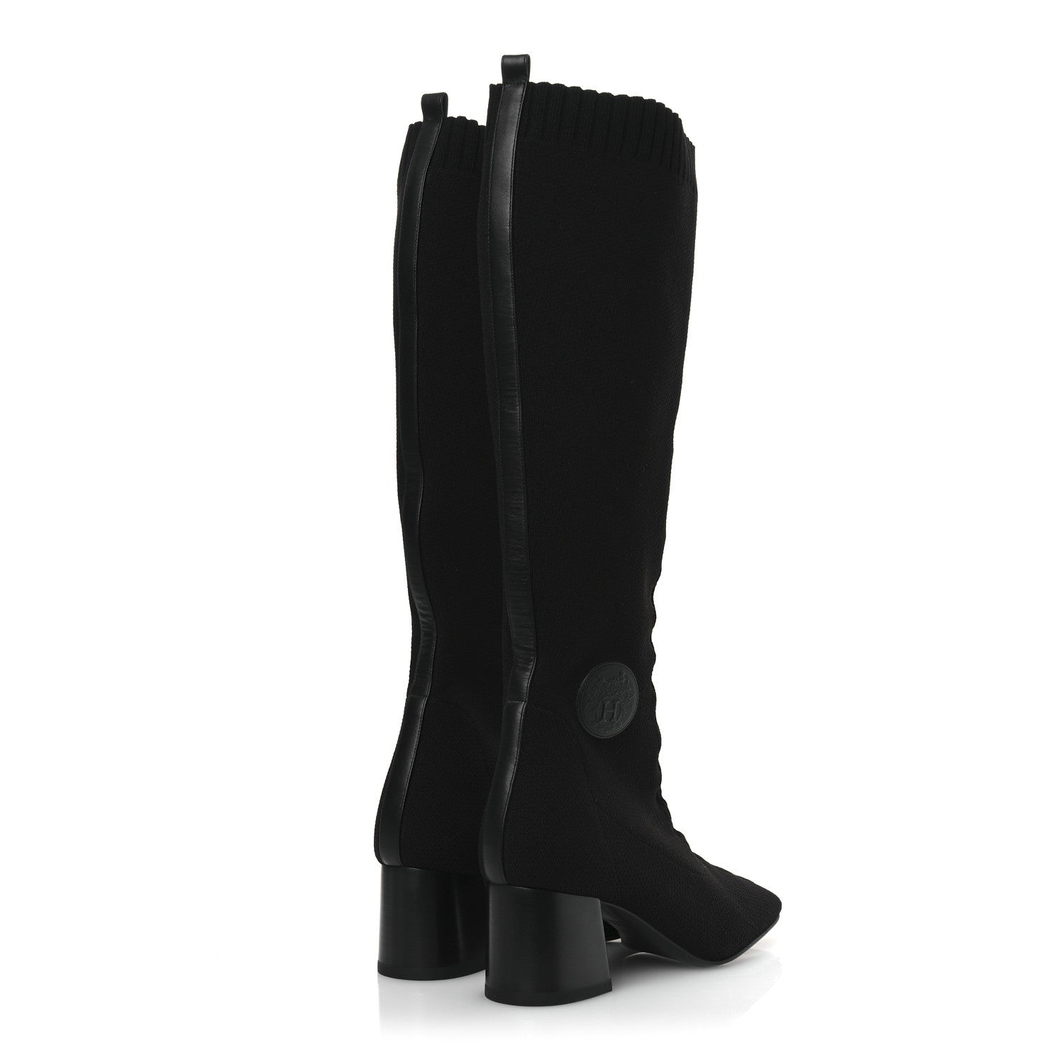 Hermes Knit Calfskin Fontaine 60 Boots 37.5 Black 5 of 11