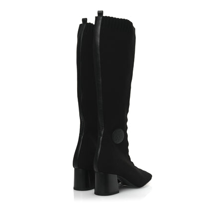 Hermes Knit Calfskin Fontaine 60 Boots 37.5 Black 5 of 11
