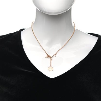Hermes 18K Rose Gold Diamond PM Ex-Libris Pendant Necklace 2 of 5