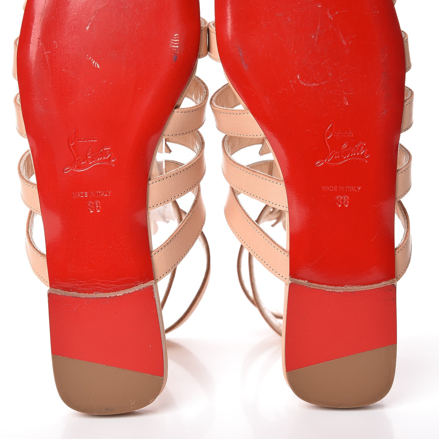 Christian Louboutin Calf Vegetale Neronna Flat Sandals 38 Natural 11 of 11